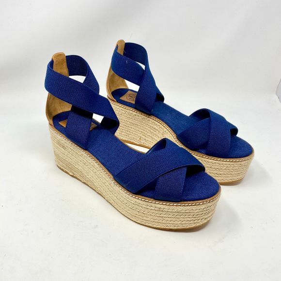 Tory Burch Shoes - Tory Burch Frieda Espadrille Platform Sandal Navy
